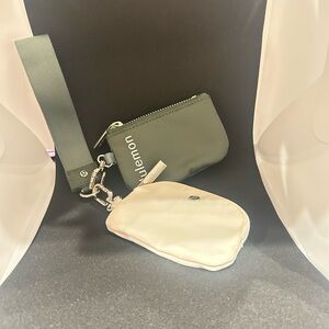 Lululemon Olive and Ivory Wristlet dual Pouches